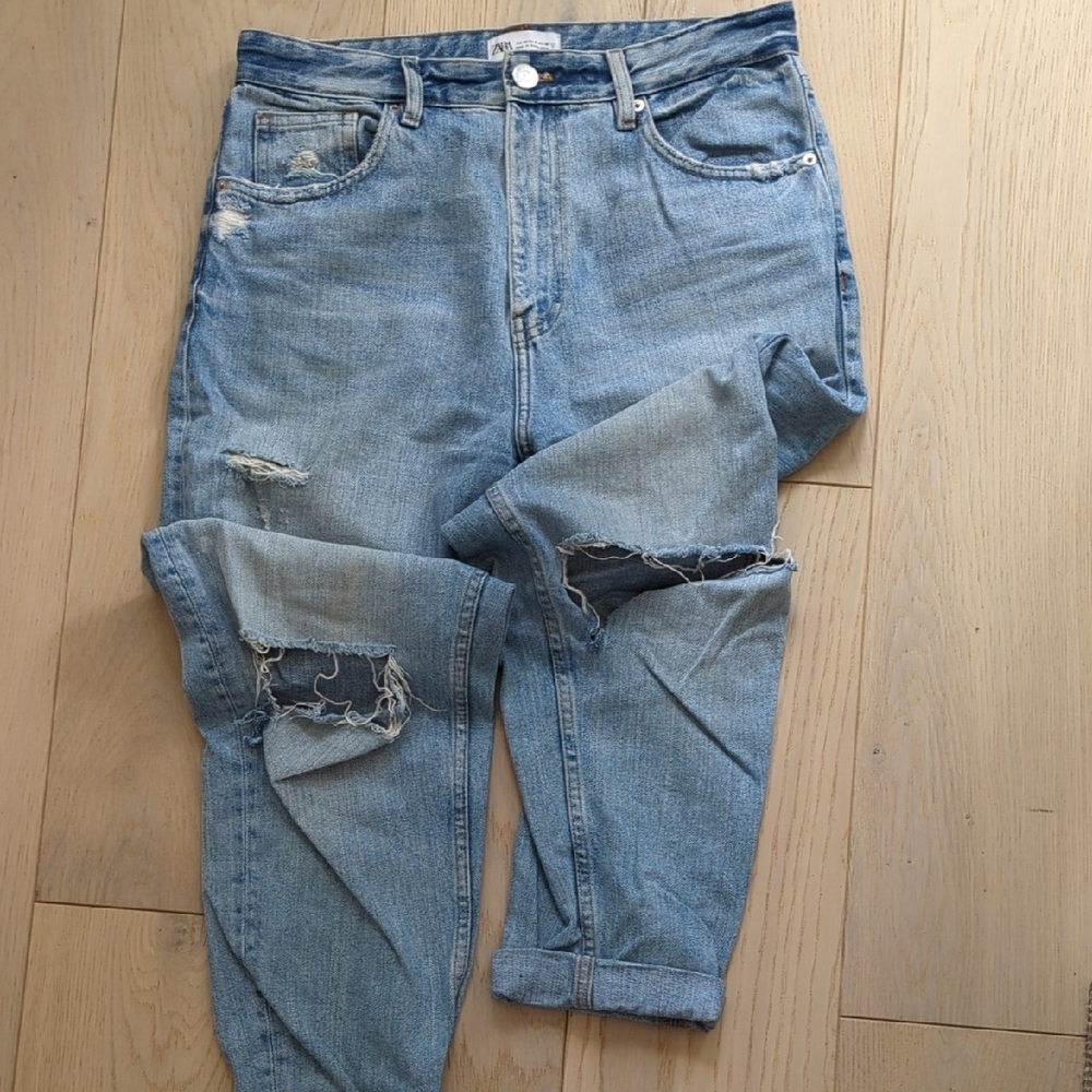 Distressed Blue Jeans